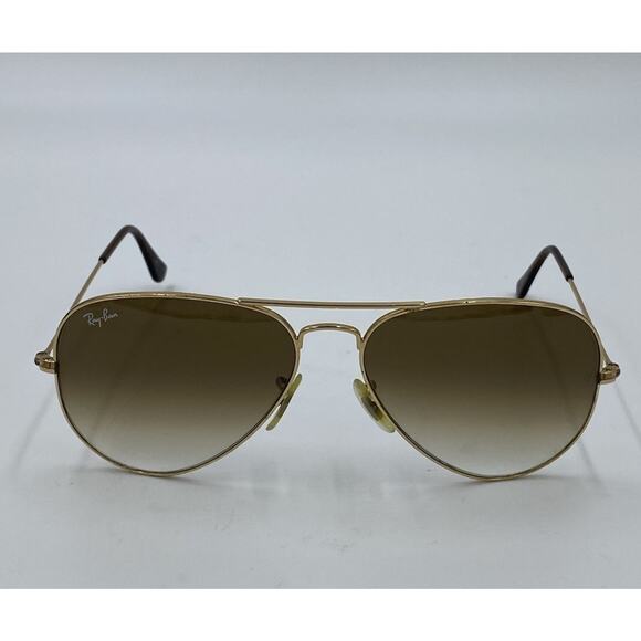 Ray Ban RB 3025 Large Aviator Gold Brown Grey 58MM 58 14 Sunglasses Classic Auth - Picture 2 of 10